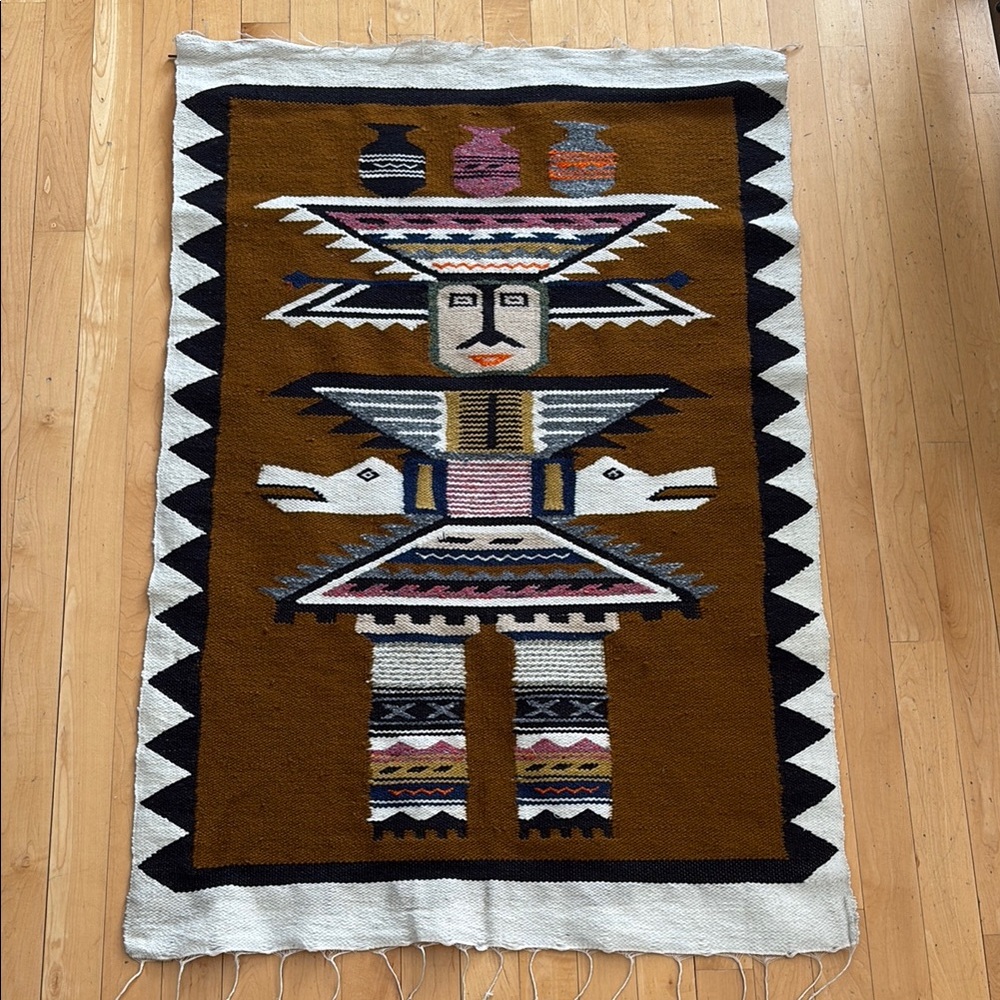 Native American Handwoven Tapestry – Geometric Tribal Design